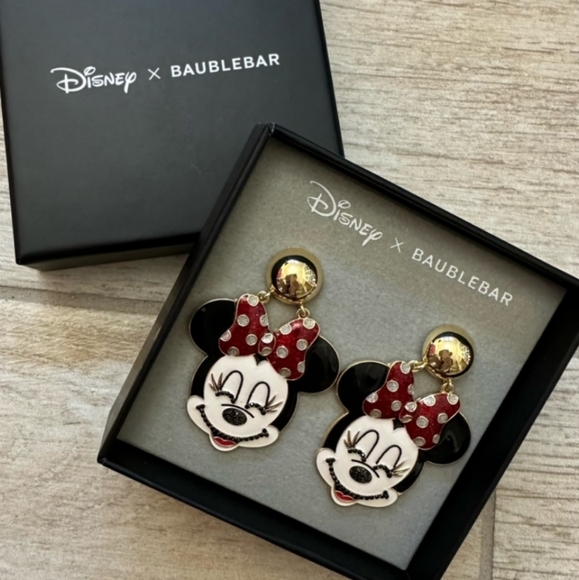 NIB Minnie Mouse Sparkly Drop Earrings Disney x Baublebar - Picture 5 of 6